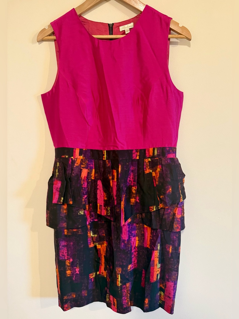 NWT Shoshanna Pink Geometric Ailk Blend Sheath Cocktail Dress Size 10
